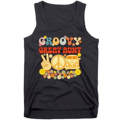 Groovy Great Aunt Retro Matching Family Baby Shower Mother's Tank Top