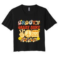 Groovy Great Aunt Retro Matching Family Baby Shower Mother's Women's Crop Top Tee