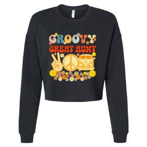 Groovy Great Aunt Retro Matching Family Baby Shower Mother's Cropped Pullover Crew