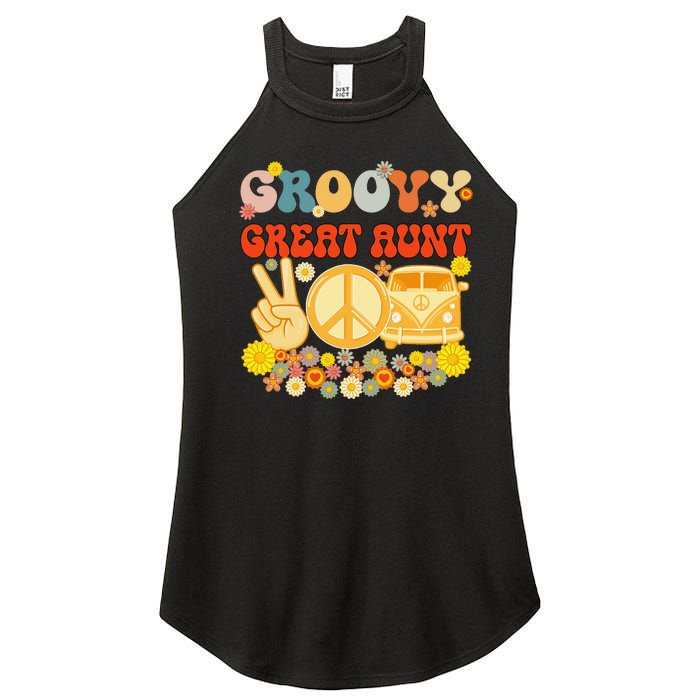 Groovy Great Aunt Retro Matching Family Baby Shower Mother's Women's Perfect Tri Rocker Tank