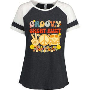 Groovy Great Aunt Retro Matching Family Baby Shower Mother's Enza Ladies Jersey Colorblock Tee