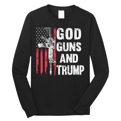 God Guns And Trump 2nd Amendment Flag Ar15 American Flag Long Sleeve Shirt