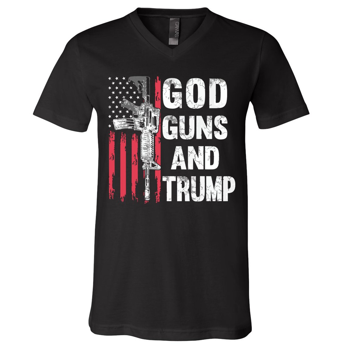 God Guns And Trump 2nd Amendment Flag Ar15 American Flag V-Neck T-Shirt