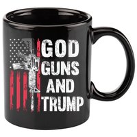 God Guns And Trump 2nd Amendment Flag Ar15 American Flag 11oz C Handle Ceramic Mug