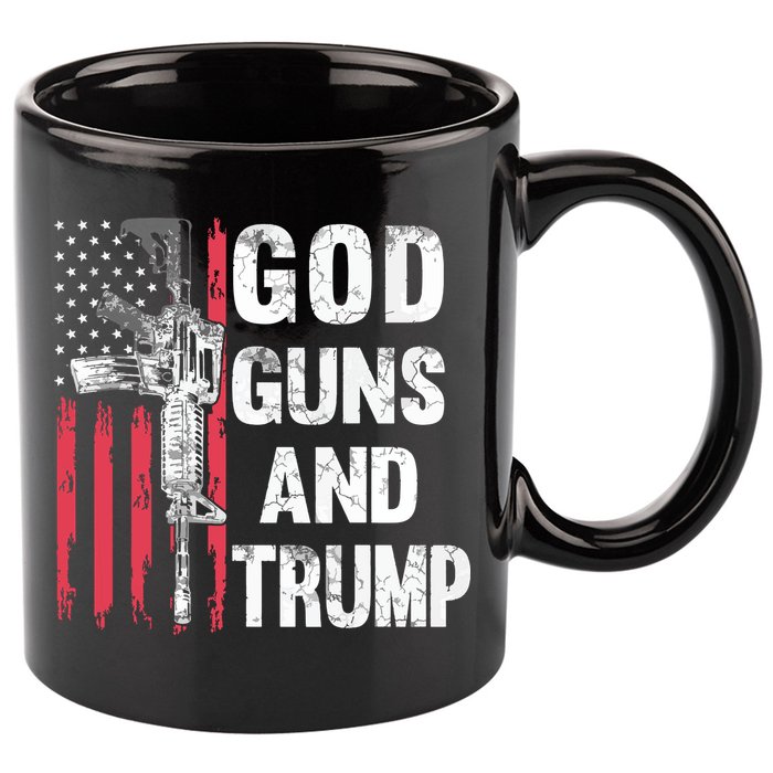 God Guns And Trump 2nd Amendment Flag Ar15 American Flag 11oz C Handle Ceramic Mug