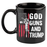 God Guns And Trump 2nd Amendment Flag Ar15 American Flag 11oz C Handle Ceramic Mug