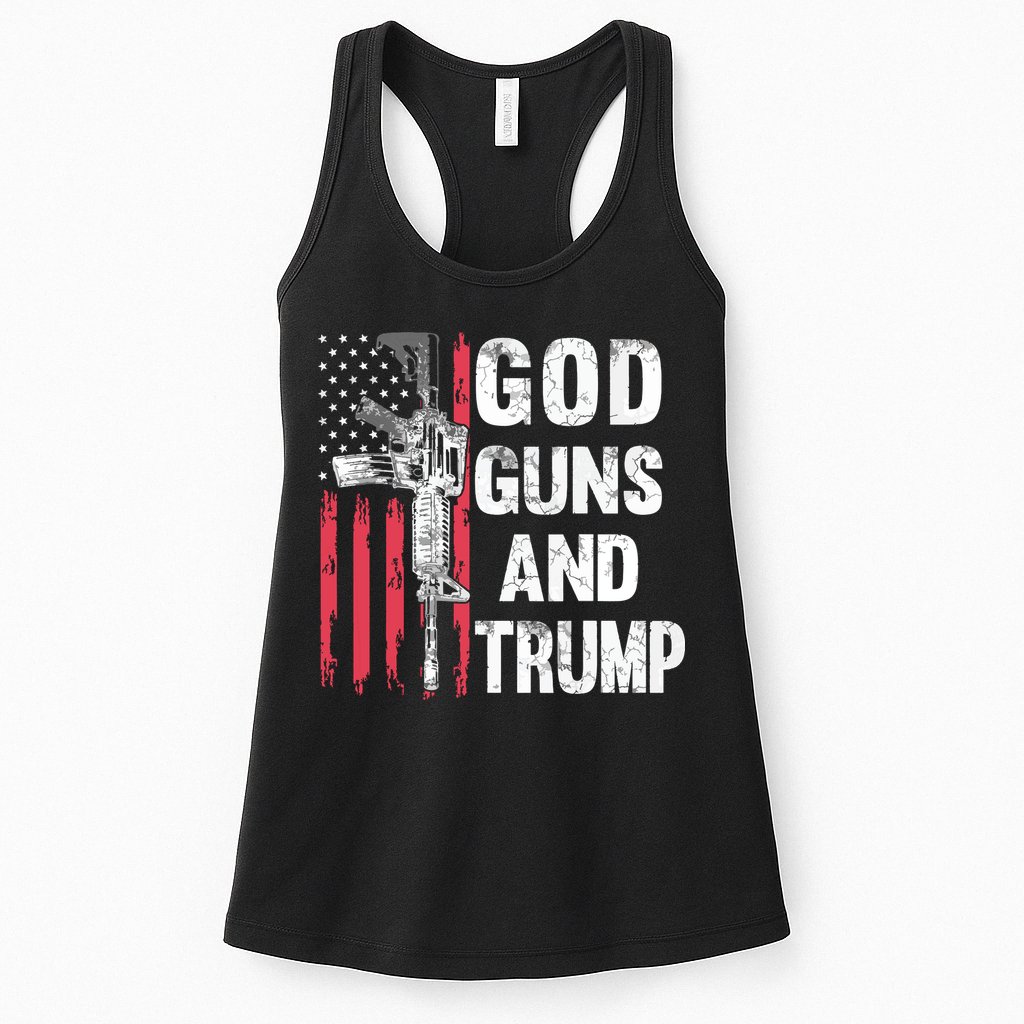 God Guns And Trump 2nd Amendment Flag Ar15 American Flag Womens Tank Top