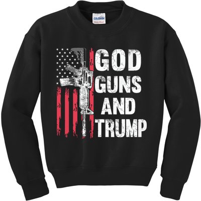 God Guns And Trump 2nd Amendment Flag Ar15 American Flag Kids Sweatshirt