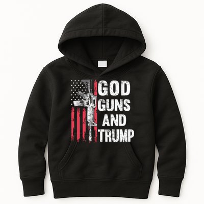 God Guns And Trump 2nd Amendment Flag Ar15 American Flag Kids Hoodie