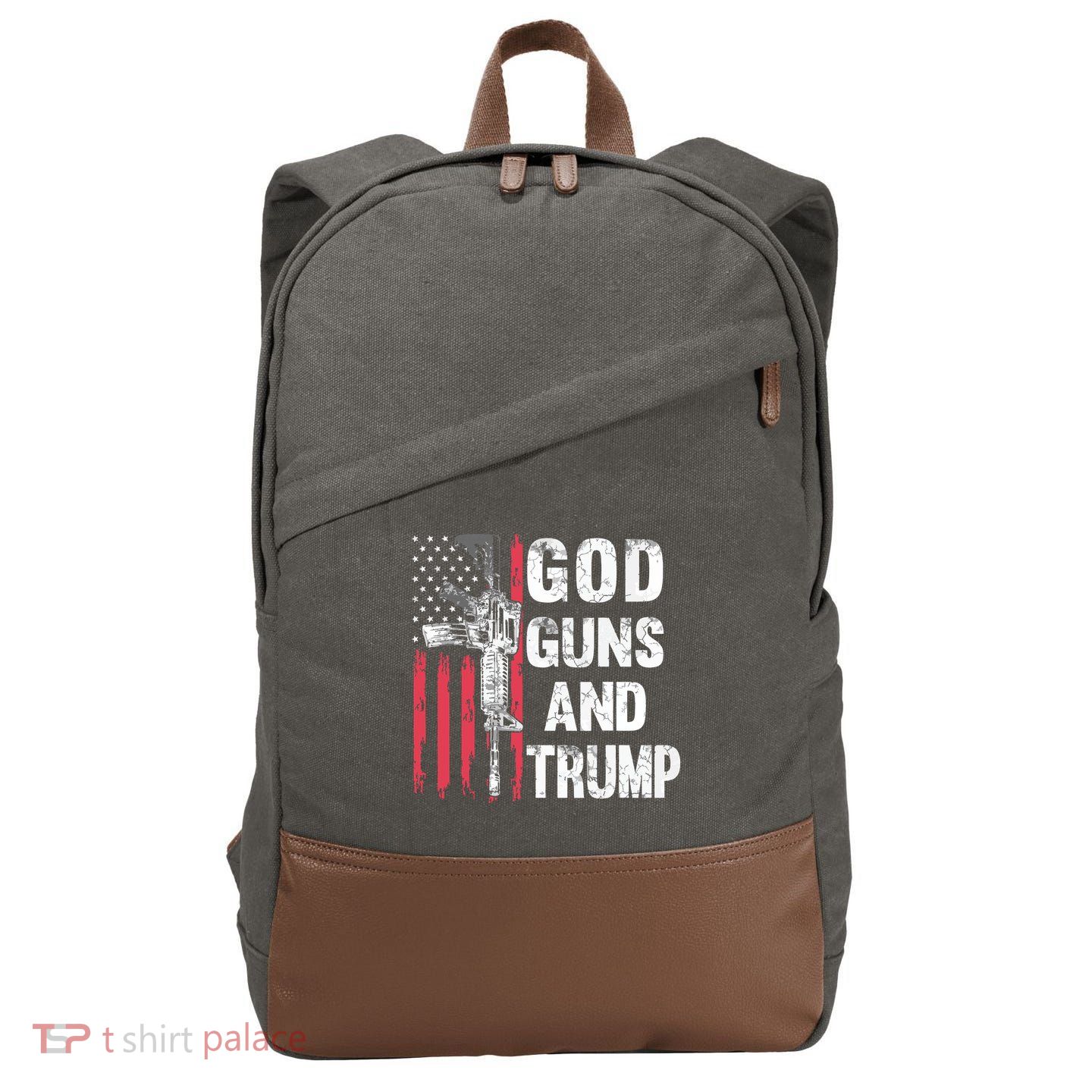 God Guns And Trump 2nd Amendment Flag Ar15 American Flag Cotton Canvas Backpack