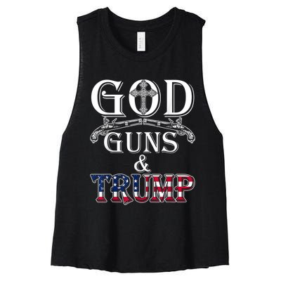 God Guns And Trump Shirt 2nd Amendment Women's Racerback Cropped Tank