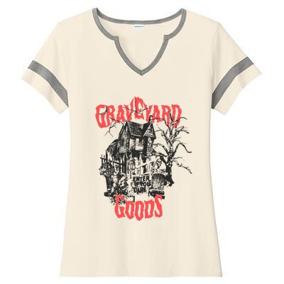 Graveyard Goods A Dark Damp House Ladies Halftime Notch Neck Tee