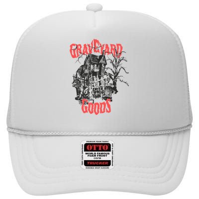 Graveyard Goods A Dark Damp House High Crown Mesh Back Trucker Hat