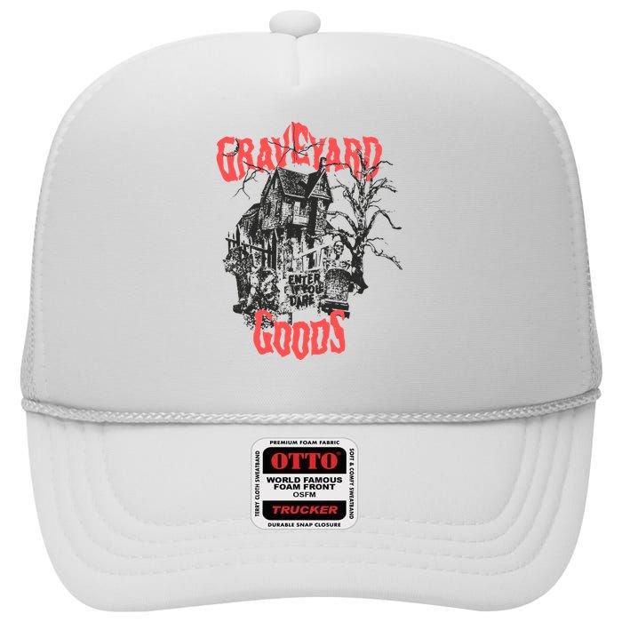 Graveyard Goods A Dark Damp House High Crown Mesh Back Trucker Hat