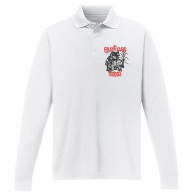 Graveyard Goods A Dark Damp House Performance Long Sleeve Polo