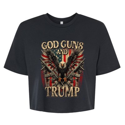 God Guns And Trump 2nd Amendment Flag Eagle American Flag Bella+Canvas Jersey Crop Tee