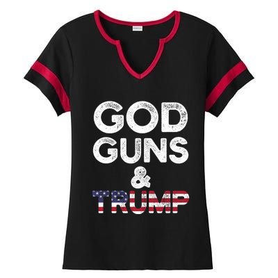 God Guns And Trump Cute Gift 2nd Amendment Pro Gun Meaningful Gift Ladies Halftime Notch Neck Tee