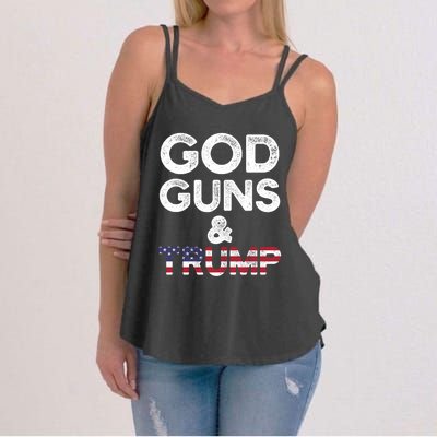 God Guns And Trump Cute Gift 2nd Amendment Pro Gun Meaningful Gift Women's Strappy Tank