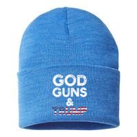 God Guns And Trump Cute Gift 2nd Amendment Pro Gun Meaningful Gift Sustainable Knit Beanie