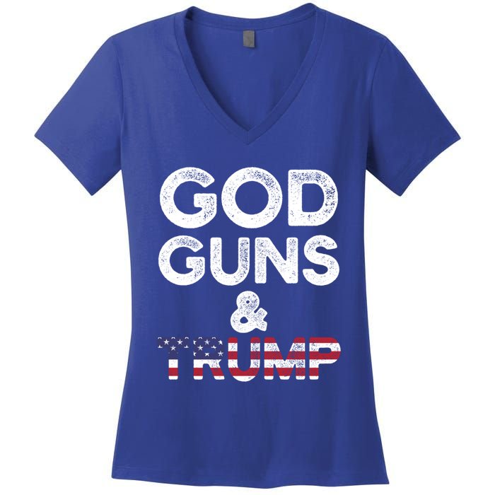 God Guns And Trump Cute Gift 2nd Amendment Pro Gun Meaningful Gift Women's V-Neck T-Shirt