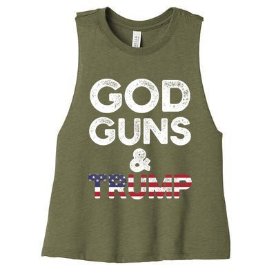 God Guns And Trump Cute Gift 2nd Amendment Pro Gun Meaningful Gift Women's Racerback Cropped Tank