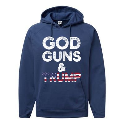 God Guns And Trump Cute Gift 2nd Amendment Pro Gun Meaningful Gift Performance Fleece Hoodie