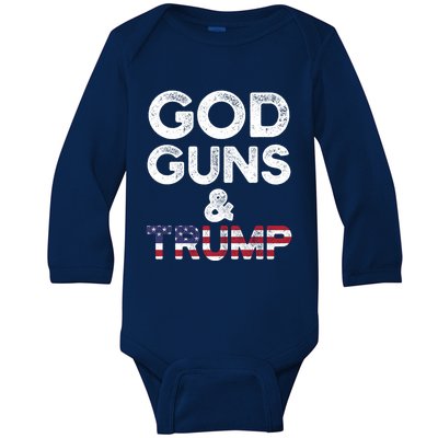 God Guns And Trump Cute Gift 2nd Amendment Pro Gun Meaningful Gift Baby Long Sleeve Bodysuit