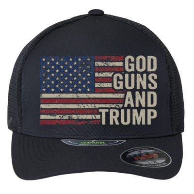 God Guns And Trump Pro God Gun Republican Usa Flag Flexfit Unipanel Trucker Cap