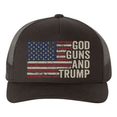 God Guns And Trump Pro God Gun Republican Usa Flag Yupoong Adult 5-Panel Trucker Hat