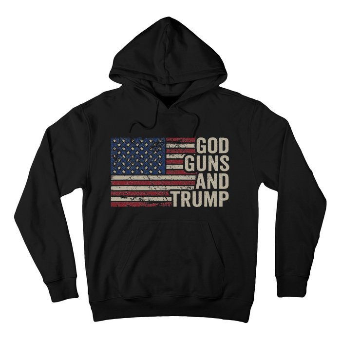 God Guns And Trump Pro God Gun Republican Usa Flag Hoodie