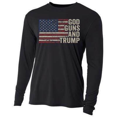 God Guns And Trump Pro God Gun Republican Usa Flag Cooling Performance Long Sleeve Crew