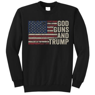 God Guns And Trump Pro God Gun Republican Usa Flag Tall Sweatshirt