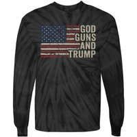 God Guns And Trump Pro God Gun Republican Usa Flag Tie-Dye Long Sleeve Shirt