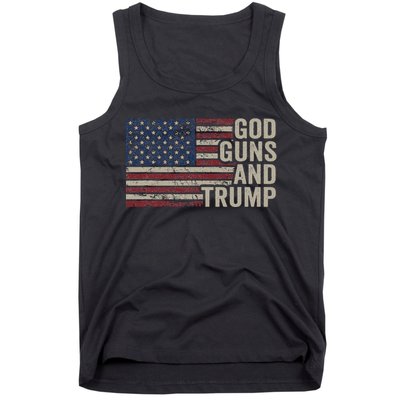 God Guns And Trump Pro God Gun Republican Usa Flag Tank Top