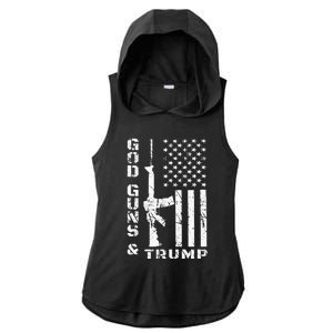 God Guns And Trump 2nd Amendment Flag AR15 Ladies PosiCharge Tri-Blend Wicking Draft Hoodie Tank