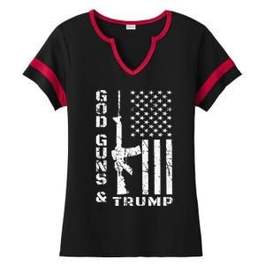 God Guns And Trump 2nd Amendment Flag AR15 Ladies Halftime Notch Neck Tee