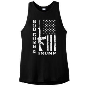 God Guns And Trump 2nd Amendment Flag AR15 Ladies PosiCharge Tri-Blend Wicking Tank