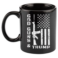 God Guns And Trump 2nd Amendment Flag AR15 11oz C Handle Ceramic Mug