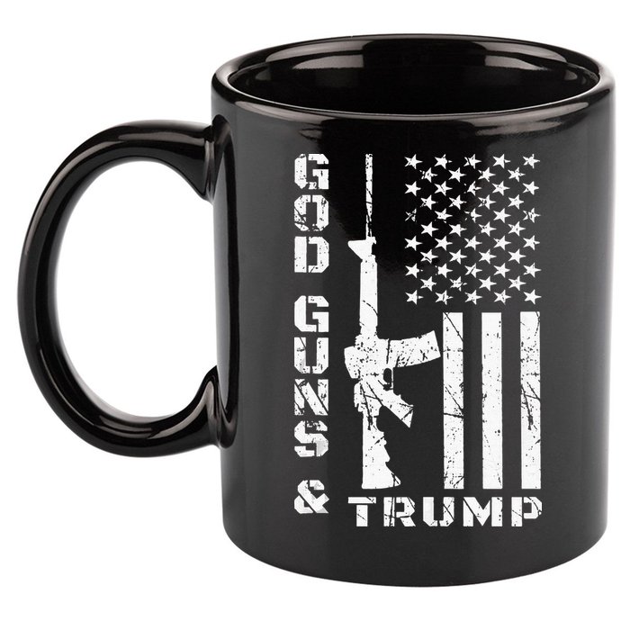 God Guns And Trump 2nd Amendment Flag AR15 11oz C Handle Ceramic Mug