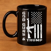 God Guns And Trump 2nd Amendment Flag AR15 11oz C Handle Ceramic Mug