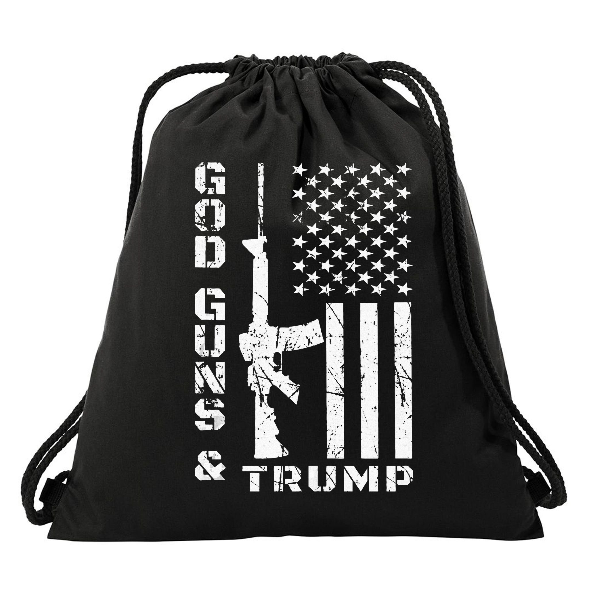 God Guns And Trump 2nd Amendment Flag AR15 Drawstring Bag
