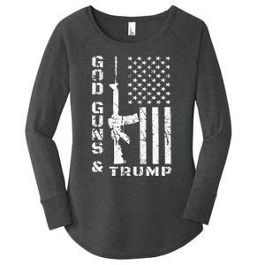 God Guns And Trump 2nd Amendment Flag AR15 Women's Perfect Tri Tunic Long Sleeve Shirt