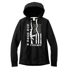 God Guns And Trump 2nd Amendment Flag AR15 Women's Fleece Hoodie