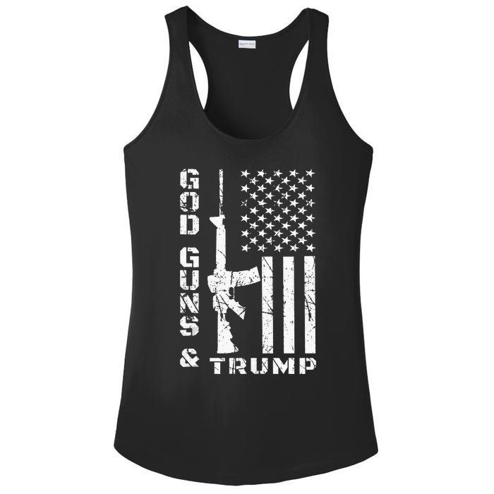 God Guns And Trump 2nd Amendment Flag AR15 Ladies PosiCharge Competitor Racerback Tank