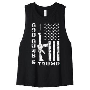 God Guns And Trump 2nd Amendment Flag AR15 Women's Racerback Cropped Tank