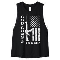 God Guns And Trump 2nd Amendment Flag AR15 Women's Racerback Cropped Tank