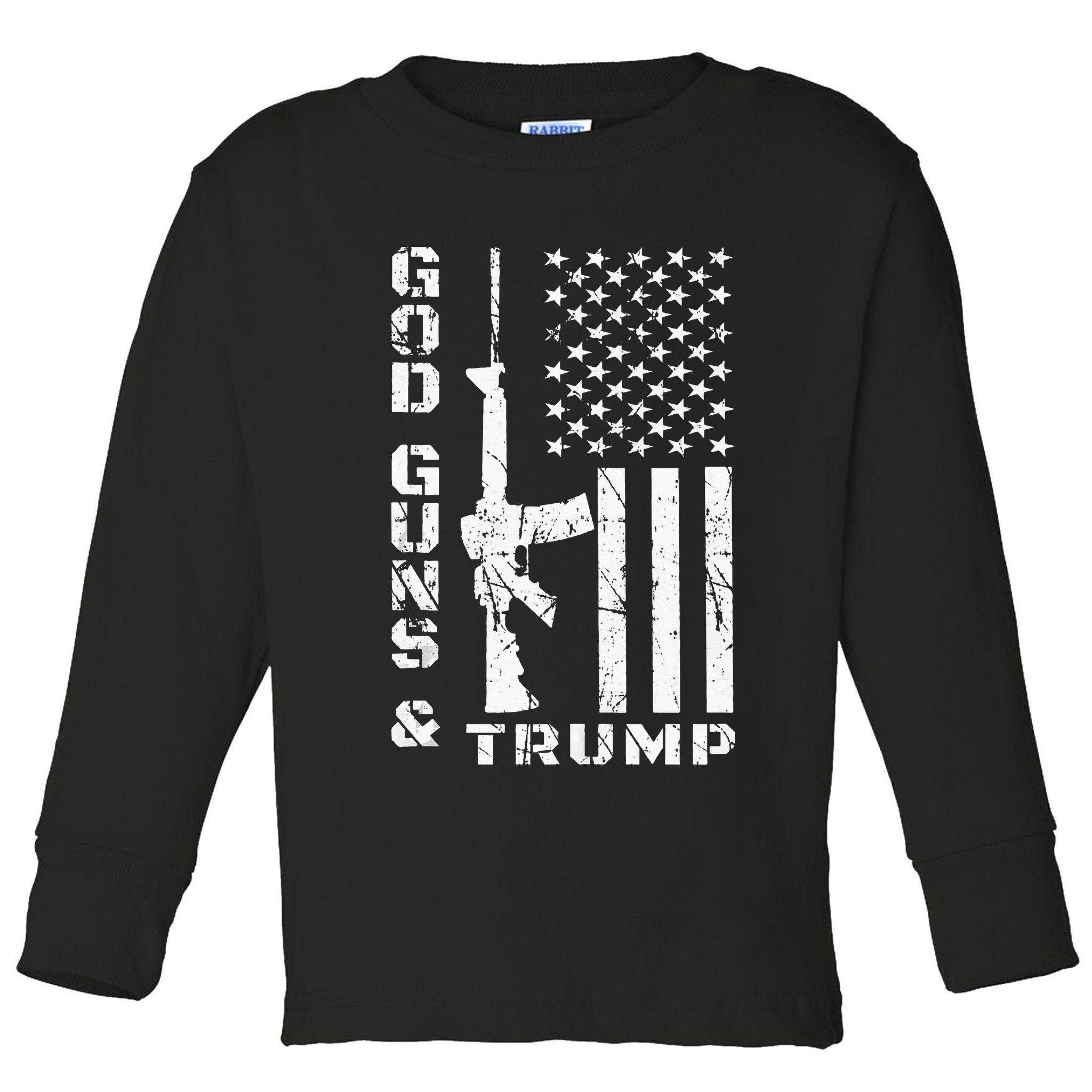 God Guns And Trump 2nd Amendment Flag AR15 Toddler Long Sleeve Shirt