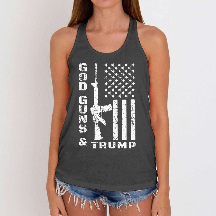 God Guns And Trump 2nd Amendment Flag AR15 Women's Knotted Racerback Tank