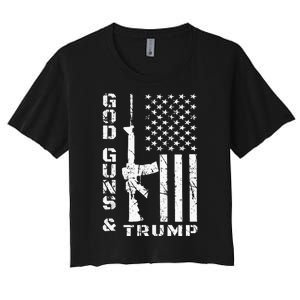 God Guns And Trump 2nd Amendment Flag AR15 Women's Crop Top Tee