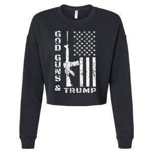 God Guns And Trump 2nd Amendment Flag AR15 Cropped Pullover Crew